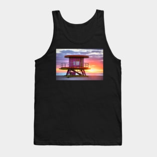 Miami Beach Round Life Guard House Sunrise Tank Top